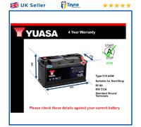 AGM Battery fits DODGE VIPER 8.0 8.3 8.4 1991 on Stop Start Yuasa 019 AGM 850A