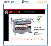 Bosch S5A08 S5 A08 Start Stop AGM Car Battery 12V 70Ah Type 096 5 YEAR WARRANTY