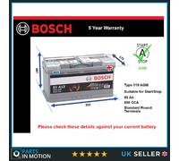 AGM Car Battery S5A13 Bosch Stop Start 50538368 000915105CE 3D0915105A Quality