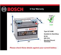 Genuine Bosch AGM Car Battery 0092S5A050 S5A05 Type 027 60Ah 680CCA Stop Start