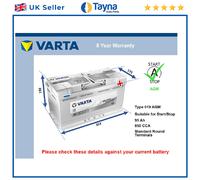 AGM Battery fits MERCEDES E220D A200 C200 ML250 ML270 Stop Start 019 AGM