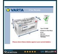 AGM Battery fits KIA STINGER K9 SORENTO 2015 on Stop Start Varta 019 AGM 850A