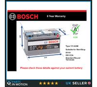 Bosch S5A11 S5 A11 Start Stop AGM Car Battery 12V 80Ah Type 115 5 YEAR WARRANTY