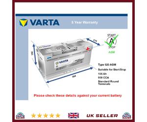 AGM Battery fits RANGE ROVER Mk3 L322 4.4 3.0D 3.6D 02 to 12 Stop Start 020 AGM