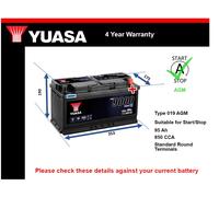 AGM Car Battery fits ALFA ROMEO GIULIA STELVIO 166 164 Stop Start Yuasa