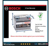 Genuine Bosch AGM Car Battery 0092S5A050 S5A05 Type 027 60Ah 680CCA Stop Start