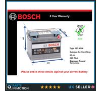 Genuine Bosch AGM Car Battery 0092S5A050 S5A05 Type 027 60Ah 680CCA Stop Start