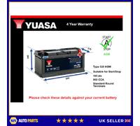 AGM Car Battery fits BMW 320 320D 330 530E X5 M50d X3 M40i X6 1999 on Stop Start