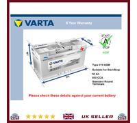 AGM Battery fits KIA STINGER K9 SORENTO 2015 on Stop Start Varta 019 AGM 850A