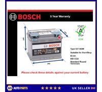 Genuine Bosch AGM Car Battery 0092S5A050 S5A05 Type 027 60Ah 680CCA Stop Start