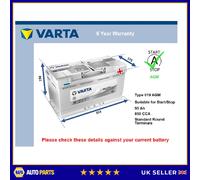 AGM Battery fits KIA STINGER K9 SORENTO 2015 on Stop Start Varta 019 AGM 850A