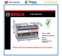 Bosch S5A11 S5 A11 Start Stop AGM Car Battery 12V 80Ah Type 115 5 YEAR WARRANTY