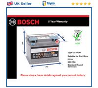 Genuine Bosch AGM Car Battery 0092S5A050 S5A05 Type 027 60Ah 680CCA Stop Start