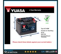 Car Battery YBX9027 Yuasa 560901068 Genuine Top Quality Guaranteed New