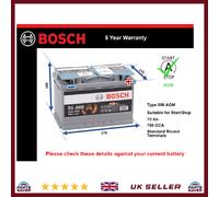 Bosch S5A08 S5 A08 Start Stop AGM Car Battery 12V 70Ah Type 096 5 YEAR WARRANTY