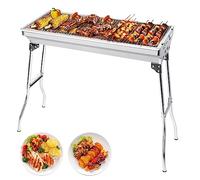 AGM Charcoal BBQ Grill - 73x 33x 71cm, Large Foldable Stainless Steel Barbecue Grill for Camping, Picnic, Garden, and Outdoor Cooking