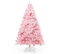 AGM Christmas Tree 6ft, Snow Flocked Artificial Pink Christmas Tree with 808 Branch Tips for Indoor and Outdoor Christmas Decorations