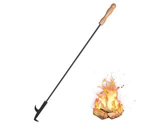 AGM Fire Pit Poker, 32" Fire Poker Stick with Wooden Handle&Barb for Campfire, Fireplace, Bonfires, Heavy Duty Wrought Iron Fire Pit Tools Accessories for Outdoor & Indoor