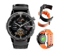 AGM Legion Pro Smart Watch with Offline Maps, AMOLED Gorilla Glass Dsiplay, Bluetooth Calling, Advanced Health Tracking, Gyroscope, DIY Dial, IP68 Multisport GPS Fitness Watch w/Orange & Black Bands
