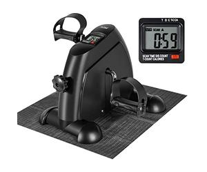 AGM Mini Exercise Bike Pedal Sit Down, Under Desk Bike with LCD Display for Legs and Arms, Non-Slip Mat Included
