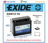 AGM Motorcycle Battery Bike Motorbike AGM12-18 Exide