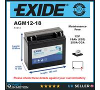 AGM Motorcycle Battery Bike Motorbike AGM12-18 Exide