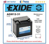 AGM Motorcycle Battery Bike Motorbike AGM12-31 Exide