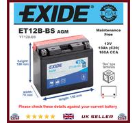 AGM Motorcycle Battery Bike Motorbike ET12B-BS Exide