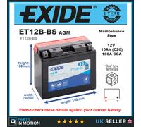 AGM Motorcycle Battery Bike Motorbike ET12B-BS Exide