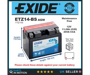 AGM Motorcycle Battery Bike Motorbike ETZ14-BS Exide
