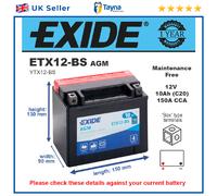 Exide Motorcycle Battery YTX12-BS – AGM Sealed & Activated
