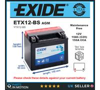 Exide Motorcycle Battery YTX12-BS – AGM Sealed & Activated