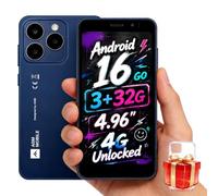 AGM NOTE N2 4G Unlocked Mini Smartphone, IP54 Dustproof Splashproof, 3000mAh Long Battery Life, 4.96" One-Hand Screen, Android 16 Go, Dual SIM, 256GB Expandable, Ideal for Backup/Elderly (Blue)