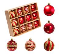 AGM Pack of 12 Christmas Baubles 6 cm, Hand-Painted Christmas Tree Decorations, Shatterproof Ornaments, Hanging Baubles for Parties, Weddings, Festivals, Rose Gold Colour (Festive)
