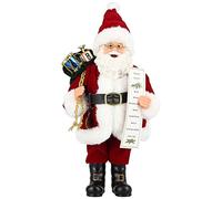 AGM Santa Claus Figures, 11 INCH Standing Vintage Inspired Fabriche Santa Figure Gifts,Christmas Table Top Figurine Decoration