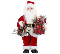 AGM Santa Claus Figurine Standing Santa with Gift and Christmas Bells Classic Christmas Tree Home Decoration