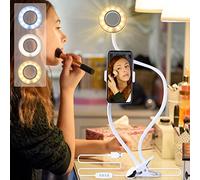 AGM Selfie Ring Light with 24 inch Gooseneck Stand & Cell Phone Holder Makeup Light, Teleworking Social Media Live-Streaming Phone Mount