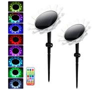 AGM Solar Flower Lights, 2-in-1 Solar Pathway & Swimming Pool Lights, IP68 Waterproof, 8 Lighting Modes, Remote Control, Set of 2