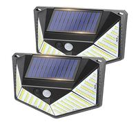 AGM Solar Outdoor Wall Lights, 220LED with PIR Motion Sensor, 3 Working Modes, IP65 Waterproof Solar Wall Lights for Garden Yard Garage Porch Door-2PCS
