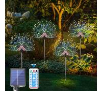 AGM Solar Pathway Lights Outdoor, 4 X 120 LED Firework Lights with 8 Lighting Modes Pathway Solar Fairy Garden Lights for Patio Lawn Backyard Flower Bed Decorations