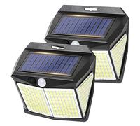 AGM Solar Power PIR Motion Sensor Wall Lights 412 LED Outdoor Garden Security Lamp with 3 Working Modes, IP65 Waterproof-2PCS