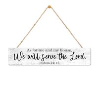 AGMDESIGN As for Me And My House We Will Serve The Lord Wood Sign, Devout Christian Declaration Decor for Home, Faith-Based Wall Decor for Shelf Desk, Wood Hanging Plaque for Prayer Room Home Church