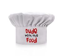 AGMDESIGN Funny Chef Hat, Dude with The Food, Funny BBQ Chef Wear, Adjustable Kitchen Cooking Hat for Men & Women White