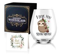 AGMDESIGN I Love You Slow Much Funny Wine Glasses with Gift Box, Cute Gifts for Women, Mother's Day Christmas Birthday Valentine's Day Gifts for Mom Wife Soulmate Best Friend