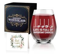 AGMDESIGN Life is Full of Important Choices Funny Wine Glass with Gift Box, Golf Accessories for Men and Women, Christmas Birthday Retirement Gifts for Grandparents Dad Mom Wife Golf Lovers