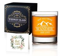 AGMdesign, Not All Those Who Wander are Lost Whiskey Glass, Unique Gift Idea for Outdoor Mountaineering Enthusiasts, For a Wanderlusting Hiker and Camper Friend
