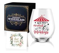 AGMDESIGN Not My Circus Not My Monkeys Funny Wine Glass, Retirement Gifts for Coworkers, Humorous Thank You Gifts Ideas for Mom Friends Neighbors BFF - Sarcastic Proverbs Wine Glass
