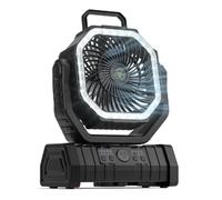 Agmoctz 10000mAh Battery Fan Rechargeable with Hook&Bright LED Light Remote Control Timer Auto Oscillation Cordless Fan A