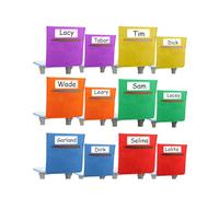 Agmoctz 12 Pack Chairback Buddy Pocket Chart, Chair Pockets for Classrooms, Seat Pocket Chart with 3 Heavy Duty Storage Pocket