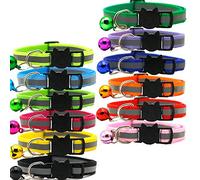 Agmoctz 12 Pcs Reflective Cat Collars Quick Release Safety Buckle with Bell Adjustable 19-32cm (12 Colors)